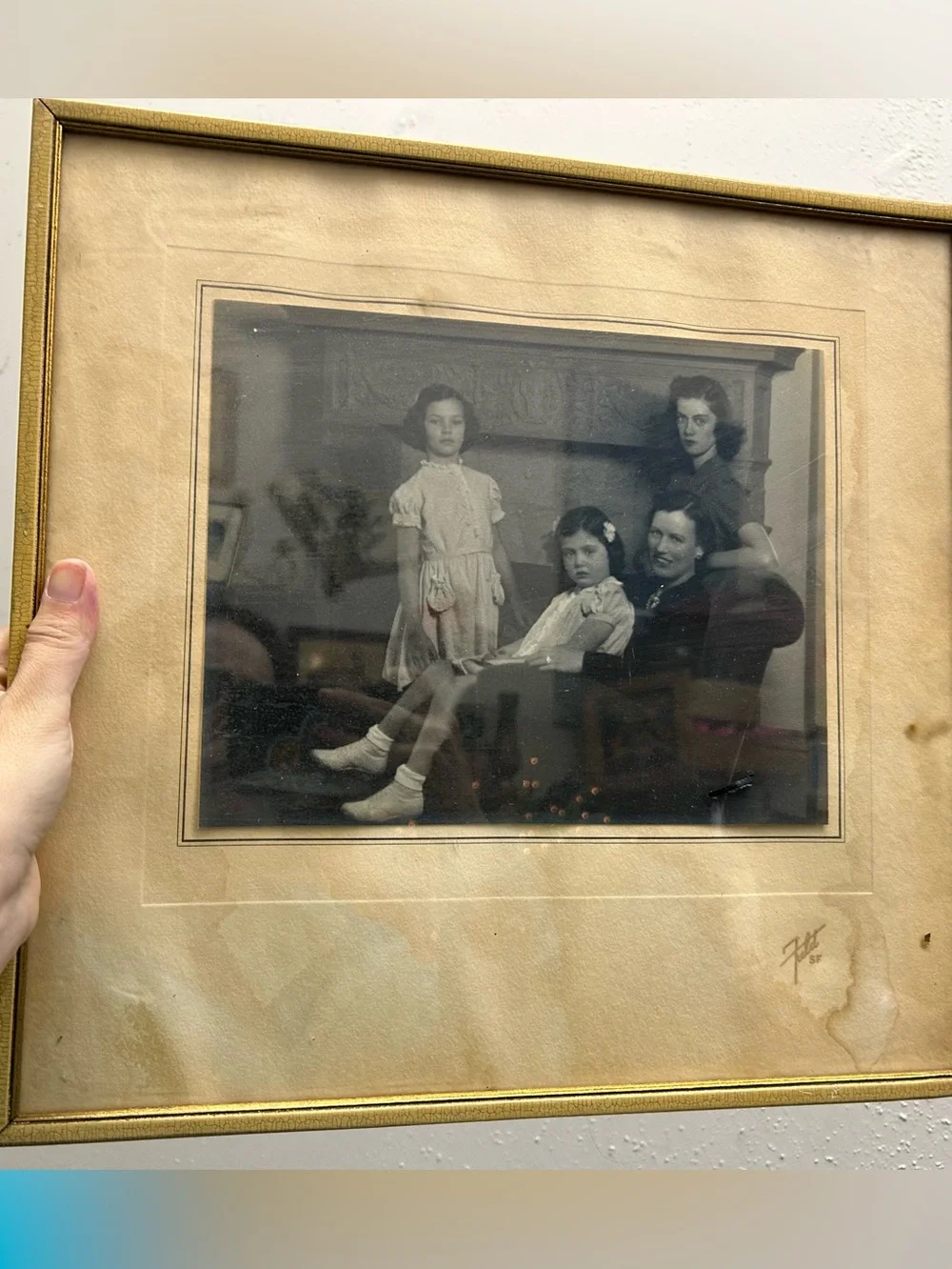 Gold Framed Vintage Family Photograph Art